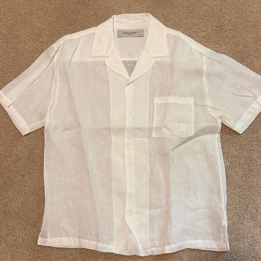 Golden Goose White Short Sleeve Button-Up Shirt